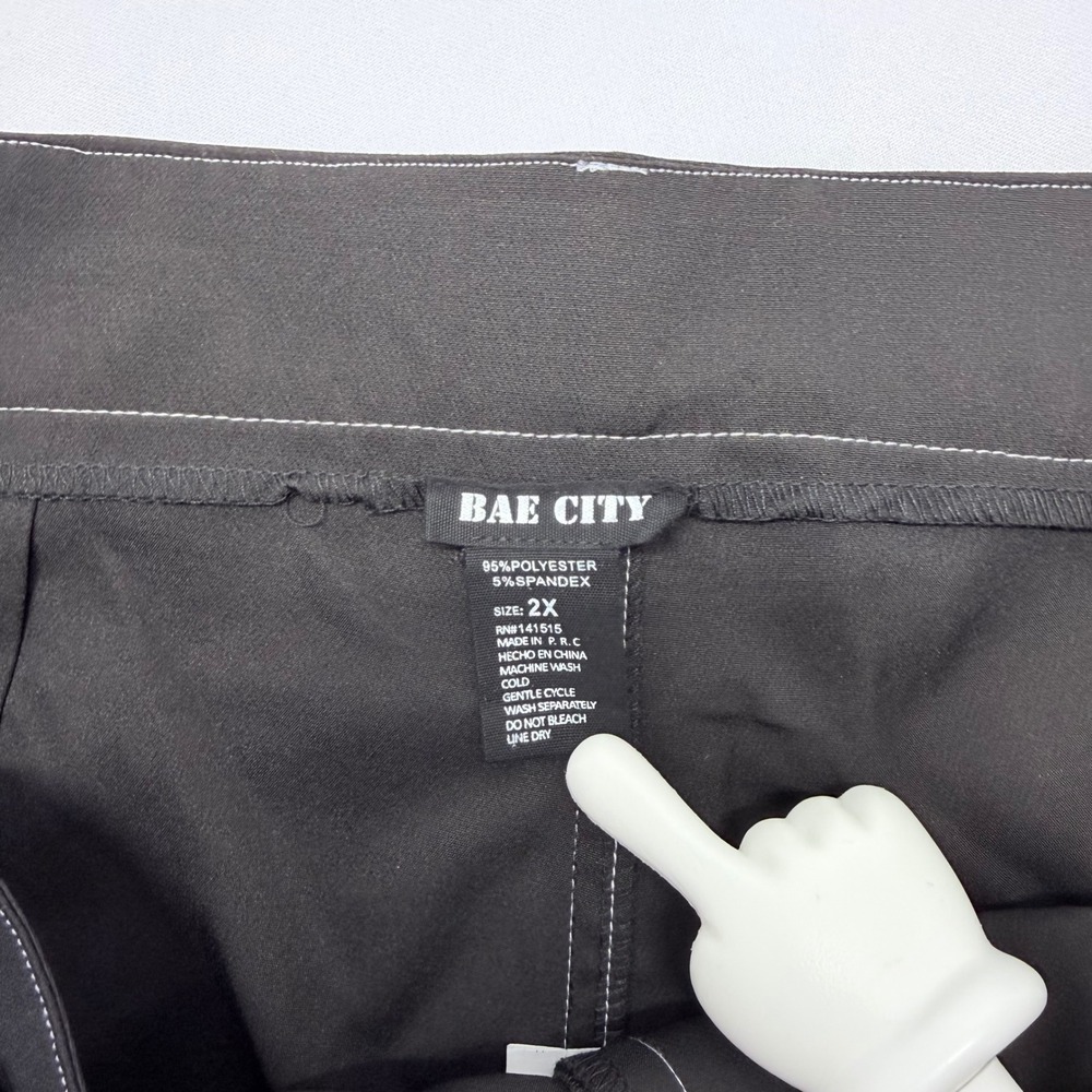 Bae City Black Contrast Stitch Cargo Jogger Pants Buckle Belt Plus Size 2X - Picture 3 of 10